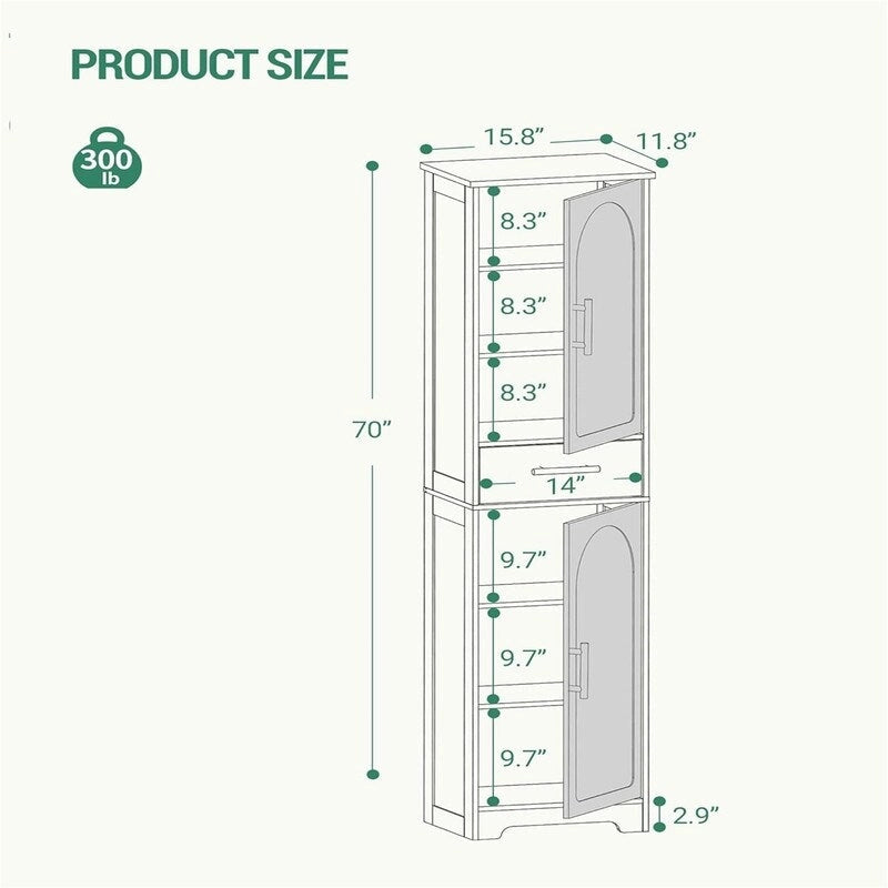 Meuble de rangement haut de salle de bain avec 2 portes – 30 P x 40 L x 170 H cm