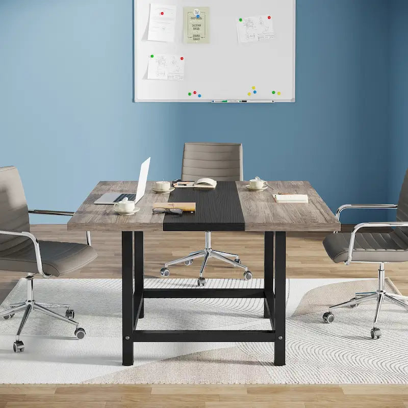 Petite table de salle de conférence pour 4 personnes, bureau carré en bois de 101,6 cm pour bureau à domicile - 99,06 cm de profondeur
