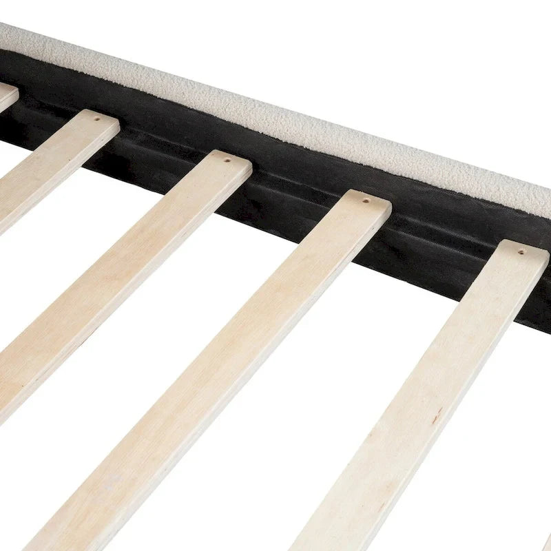 Lit plate-forme capitonné taille double en tissu épais molletonné