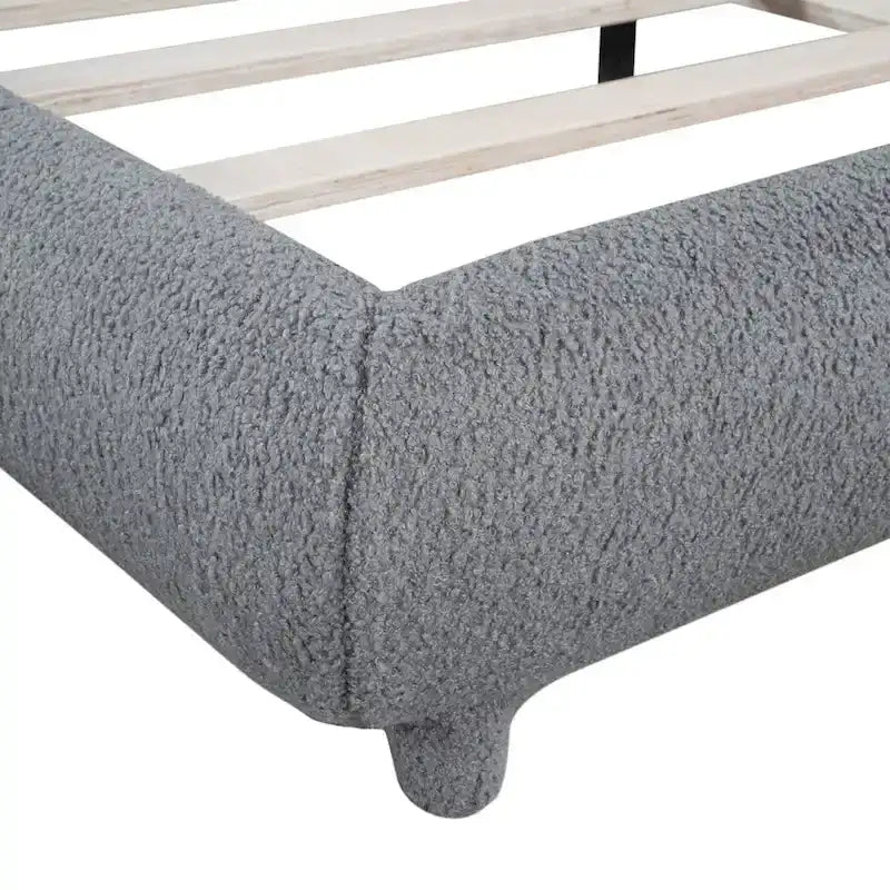 Lit plate-forme capitonné taille double en tissu épais molletonné