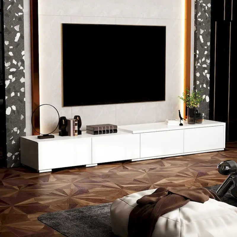 Meuble TV contemporain – Meuble de rangement, Meuble média blanc