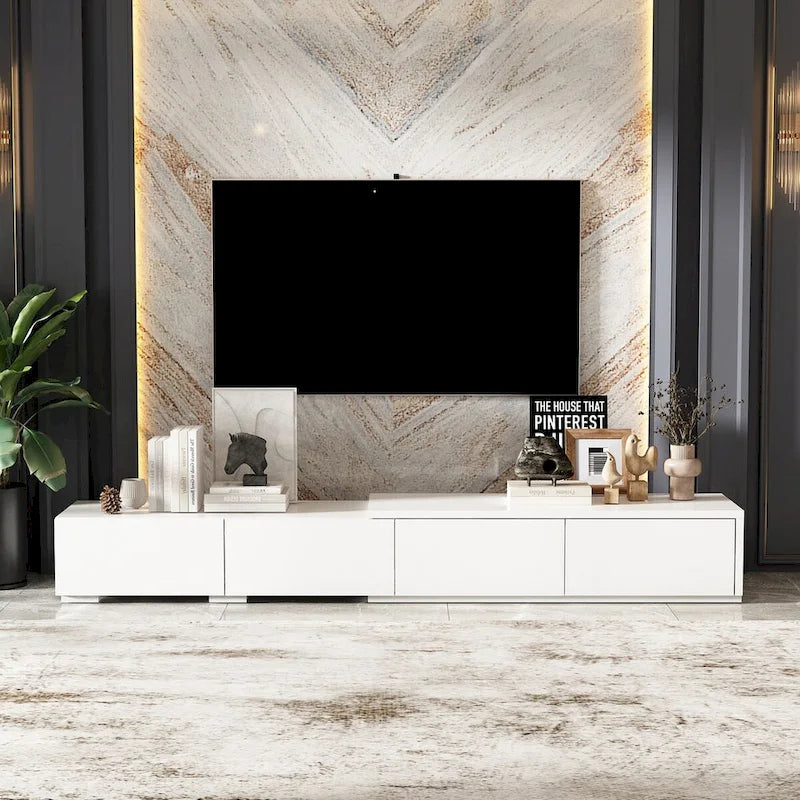 Meuble TV contemporain – Meuble de rangement, Meuble média blanc