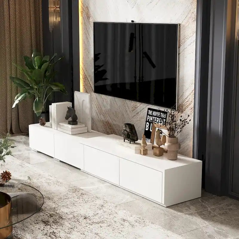 Meuble TV contemporain – Meuble de rangement, Meuble média blanc