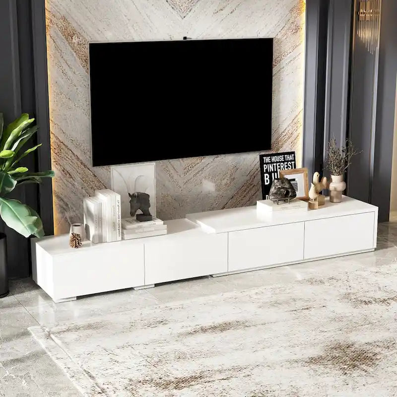 Meuble TV contemporain – Meuble de rangement, Meuble média blanc