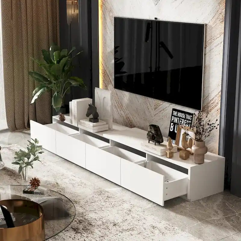 Meuble TV contemporain – Meuble de rangement, Meuble média blanc
