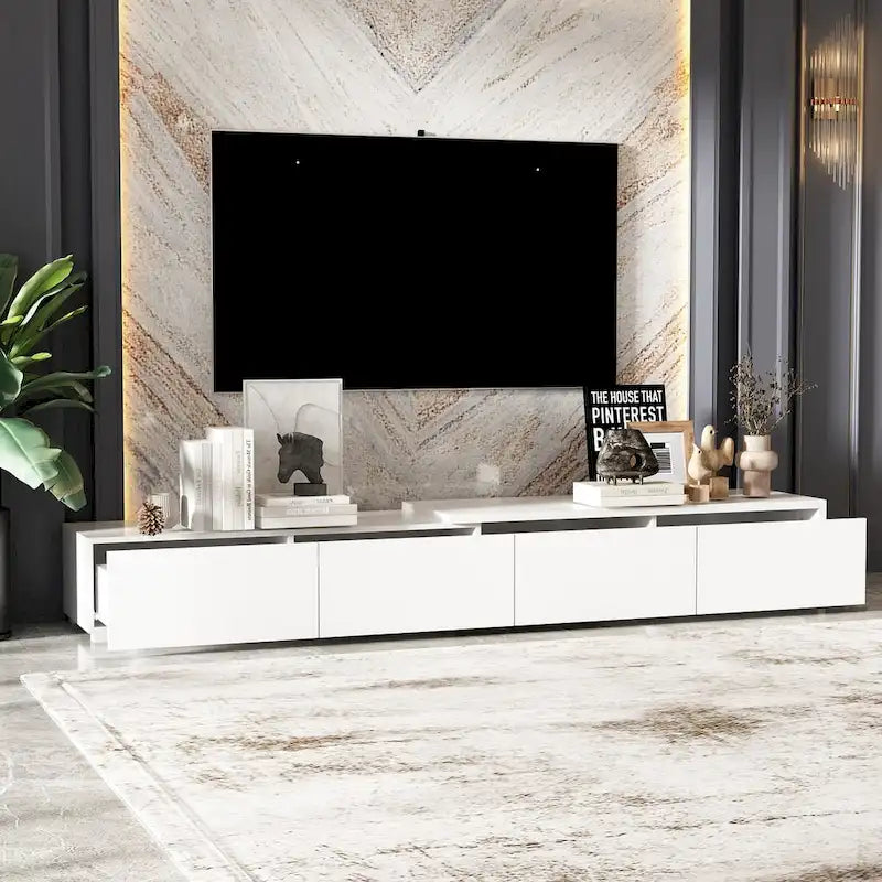 Meuble TV contemporain – Meuble de rangement, Meuble média blanc