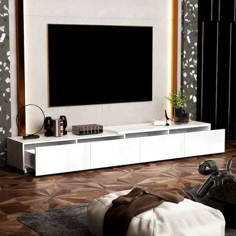 Meuble TV contemporain – Meuble de rangement, Meuble média blanc