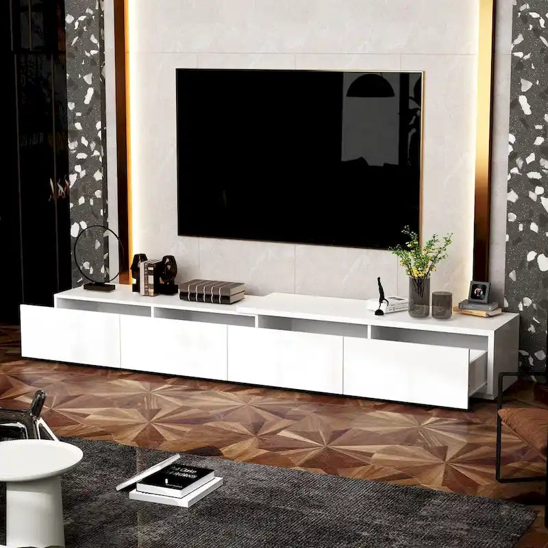 Meuble TV contemporain – Meuble de rangement, Meuble média blanc