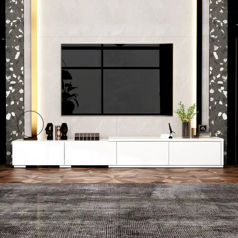 Meuble TV contemporain – Meuble de rangement, Meuble média blanc