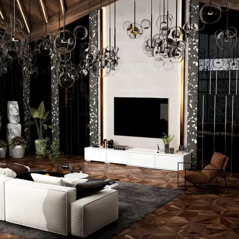 Meuble TV contemporain – Meuble de rangement, Meuble média blanc