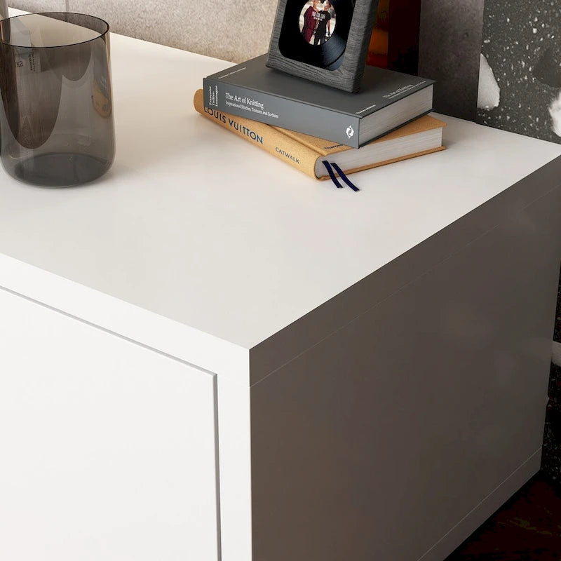 Meuble TV contemporain – Meuble de rangement, Meuble média blanc