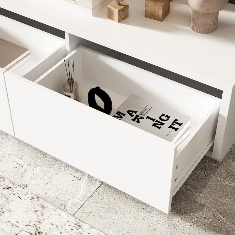 Meuble TV contemporain – Meuble de rangement, Meuble média blanc